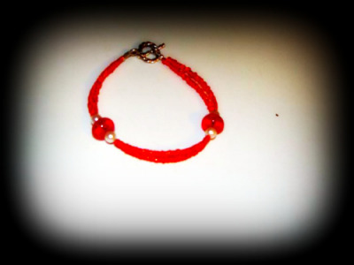 red and pearll bracelet